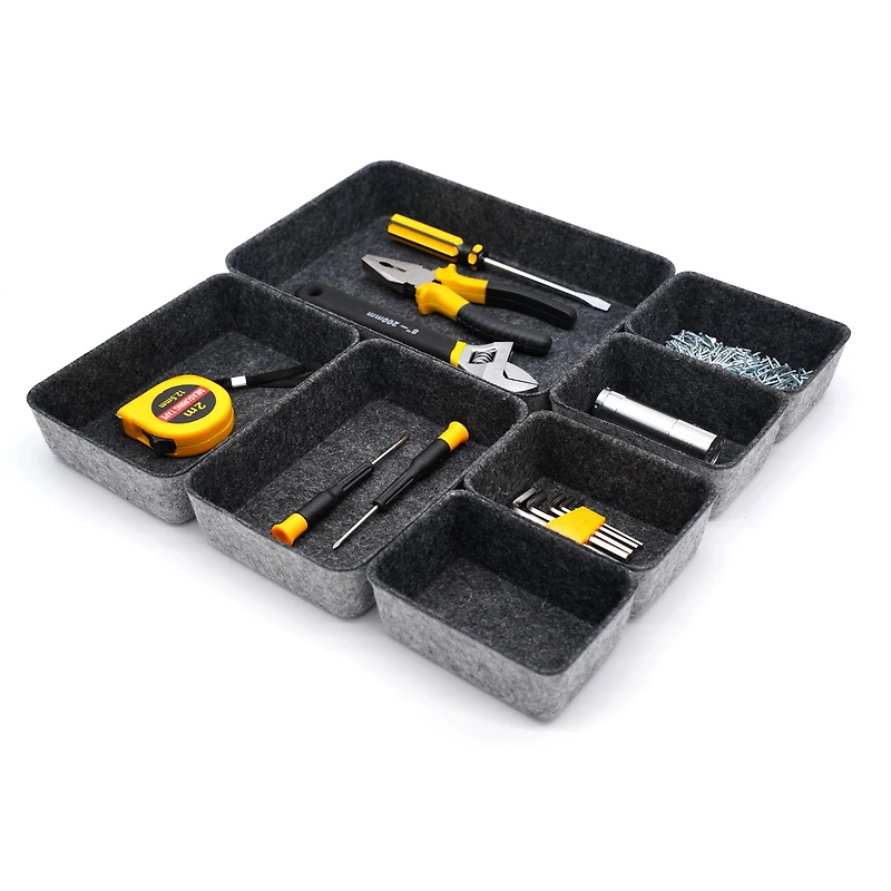 Welaxy Felt 7 Piece Drawer Organizer Tray Set