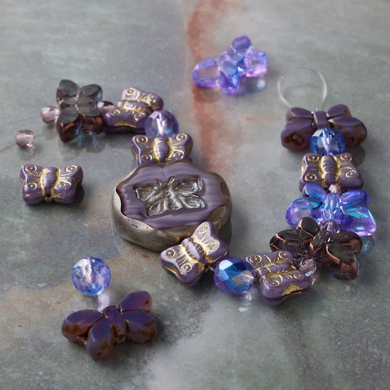 Purple Czech Glass Butterfly Bead Mix by Bead Landing™