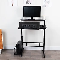 Mind Reader Black Mobile Sitting or Standing Desk