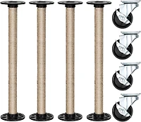 NEX™ Brown Industrial Pipe Metal Table Legs with Casters, 4ct.