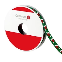 3/8" x 12ft. Green Santa Hats Ribbon by Celebrate It® Christmas