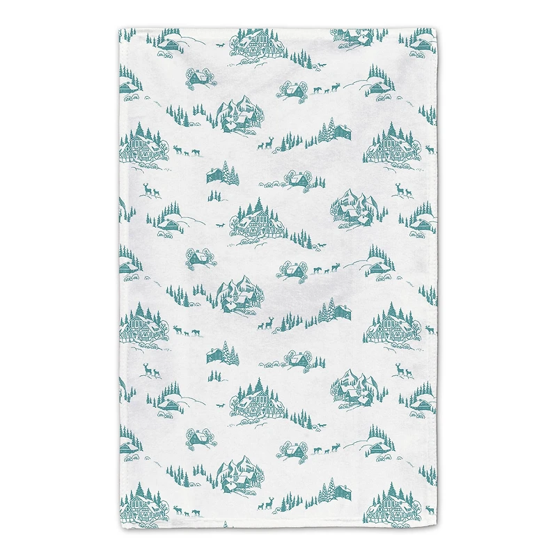 Snowy Town Teal Tea Towels - Set of 2