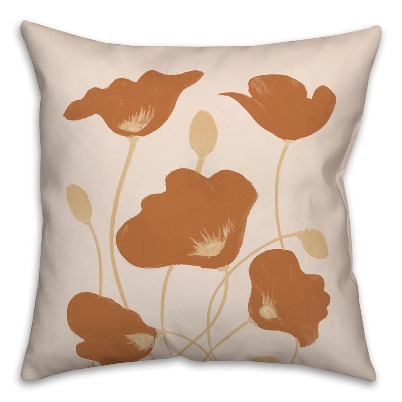 Orange Poppies Throw Pillow 18" x 18"