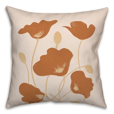 Orange Poppies Throw Pillow 18" x 18"