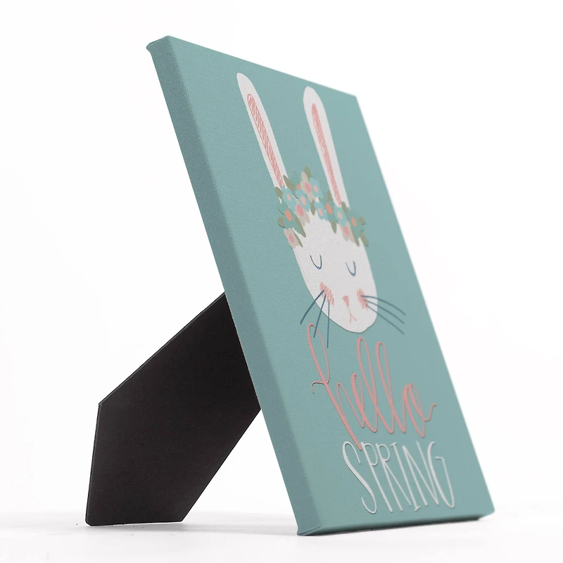 Hello Spring Bunny Tabletop Canvas Art