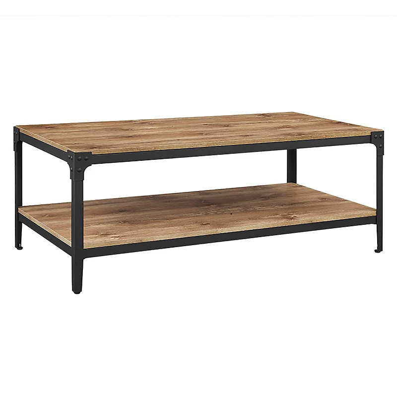 Walker Edison 48" Barnwood Angle Iron Coffee Table