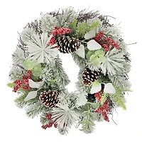24" Snowy Pine with Red Berry & Pinecone Wreath by Ashland®