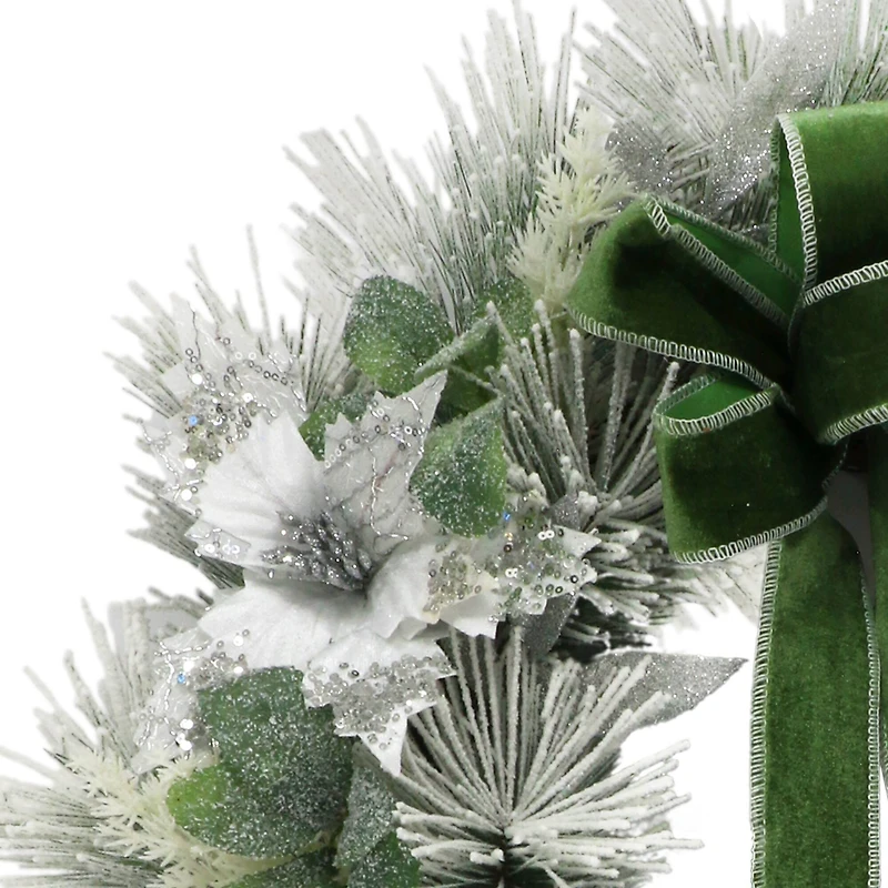 24" Adorned Flocked White Wreath