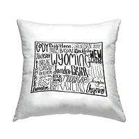 Stupell Industries Wyoming State Cities Map Typography Outline Throw Pillow, 18" x 18"