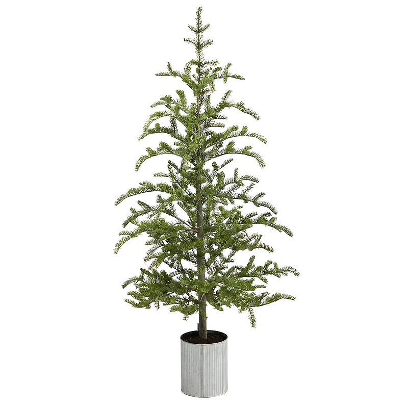 5.5ft. Pre-Lit Pine Artificial Christmas Tree in Decorative Planter, Clear Lights
