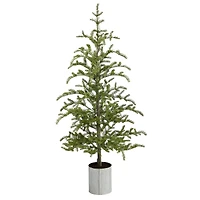5.5ft. Pre-Lit Pine Artificial Christmas Tree in Decorative Planter, Clear Lights