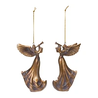 6ct. 5" Bronze Trumpet Angel Ornament Set