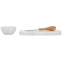 Hello Honey® White Marble Cheese Board Set with Bowl & Knife