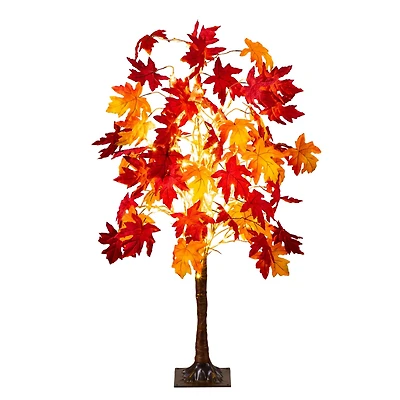 4ft. Pre-Lit Autumn Weeping Maple Artificial Fall Tree with 180 Warm White LED Lights