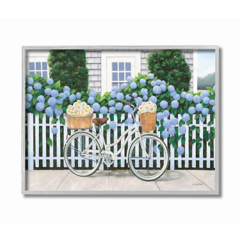 Stupell Industries Cape Cod Daisy Bike Gray Framed Wall Art