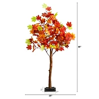 4ft. Pre-Lit Shades of Autumn Maple Artificial Fall Tree with 180 Warm White LED Lights