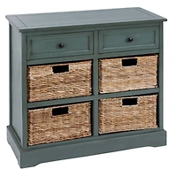 Traditional 4-Basket Turquoise Storage Cabinet