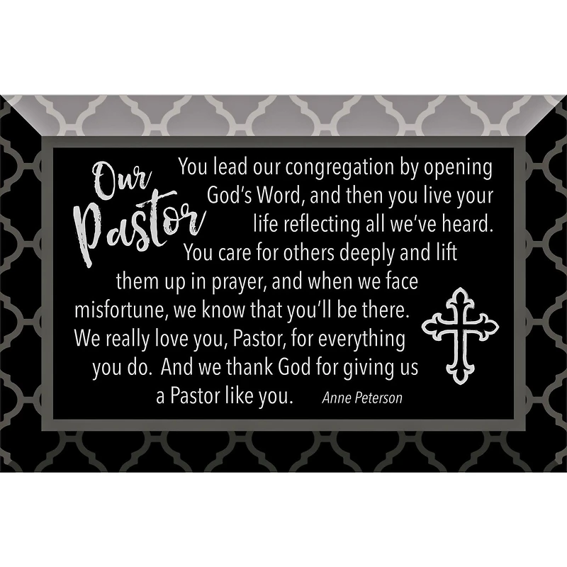Our Pastor Glass Plaque with Easel