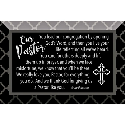 Our Pastor Glass Plaque with Easel