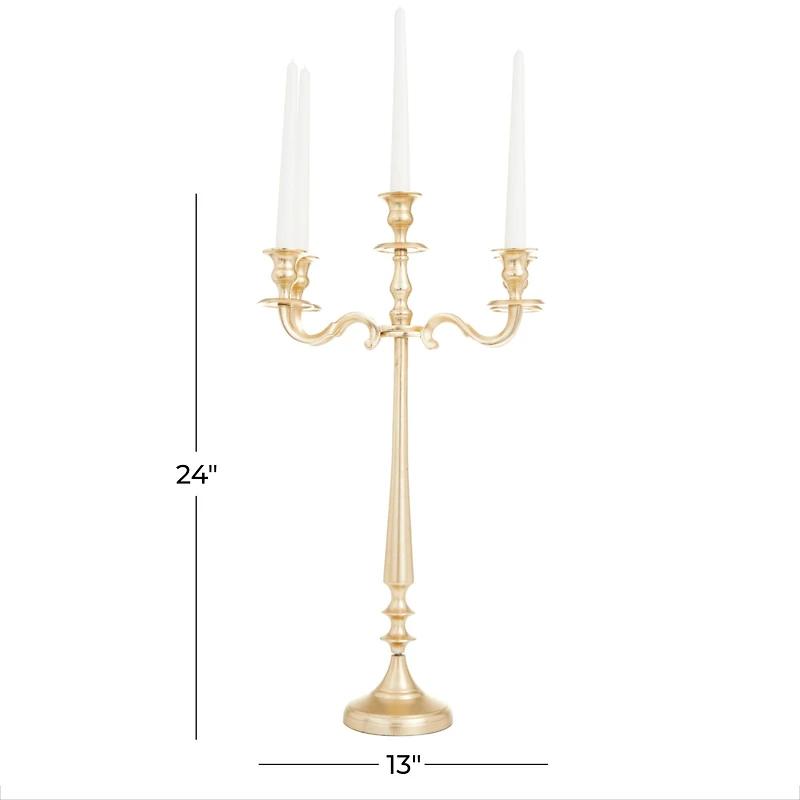 Gold Aluminum Traditional Candelabra, 24" x 13" x 13"