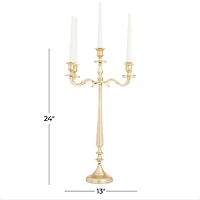 Gold Aluminum Traditional Candelabra, 24" x 13" x 13"