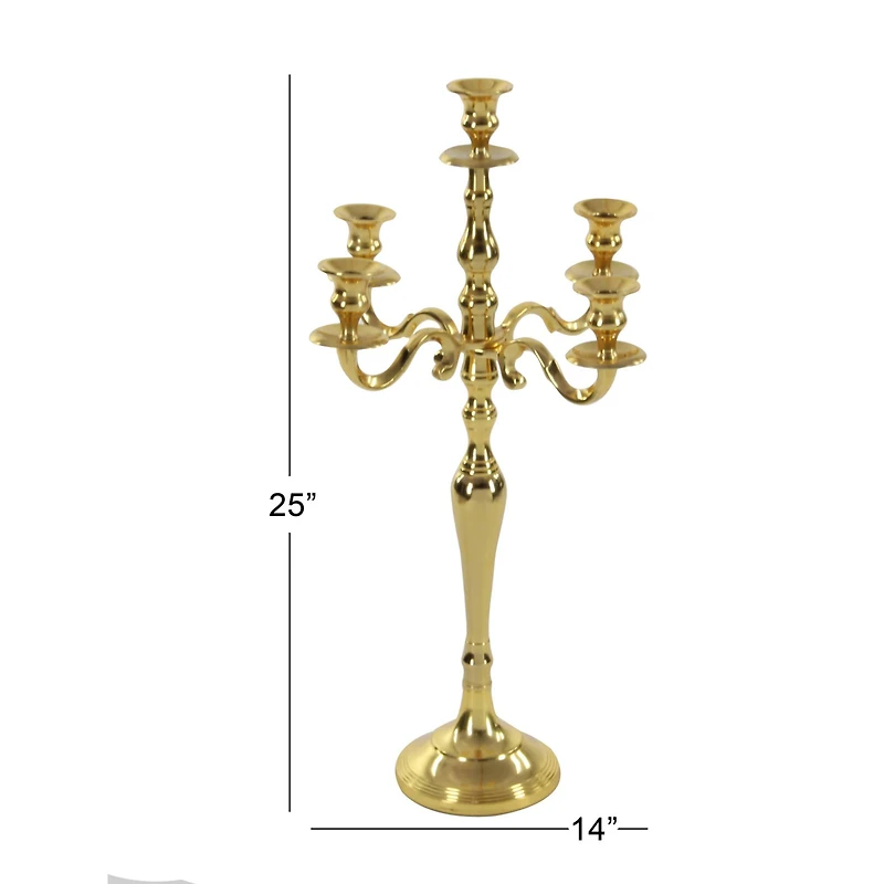 Gold Aluminum Traditional Candle Holder, 25" x 14" x 14"