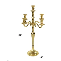 Gold Aluminum Traditional Candle Holder, 25" x 14" x 14"