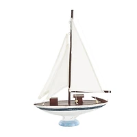 21" White Distressed Sail Boat Sculpture