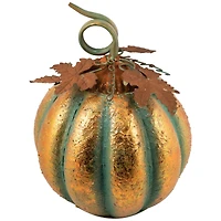 13" Orange & Green Autumn Pumpkin Tabletop Accent
