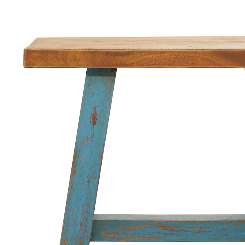 18" Blue Mahogany Farmhouse Stool