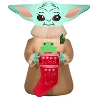 3.5ft. Airblown® Inflatable Christmas Grogu with Frog in Stocking