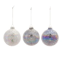 12ct. Textured Iridescent Glass Ball Ornaments