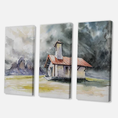 Designart - Rustic House On Mountain Top During Storm