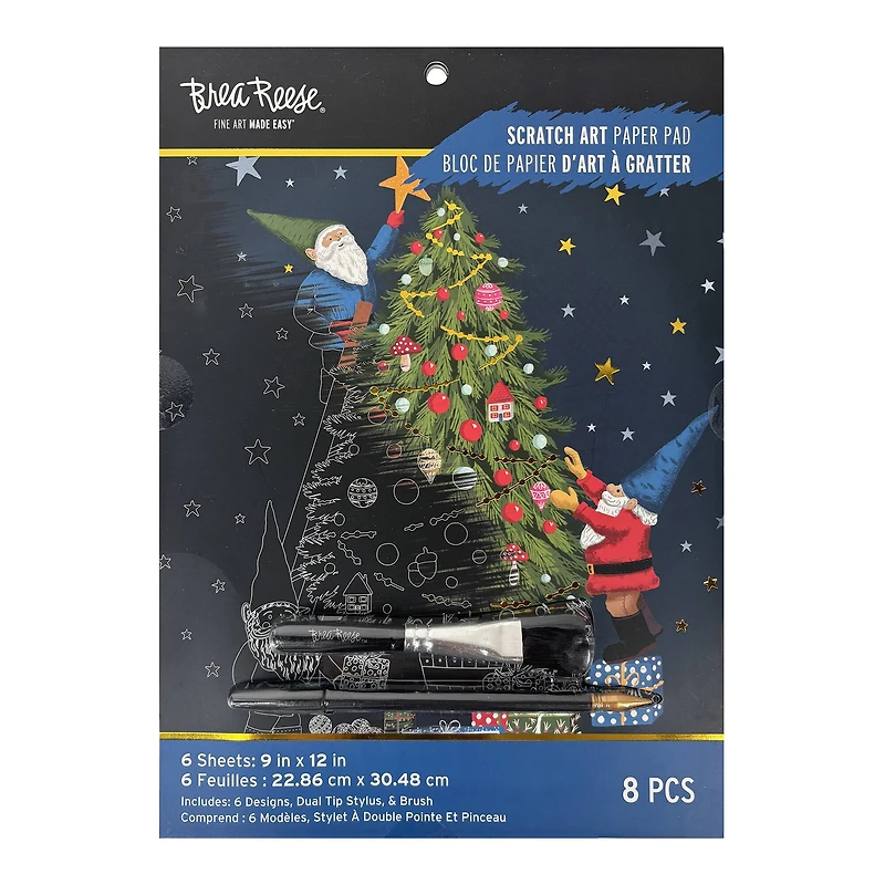 Brea Reese™ 9" x 12" Gnomy Christmas Scratch Art Paper Pad