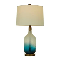 Blue Glass Table Lamp Set of 2 15", 28"