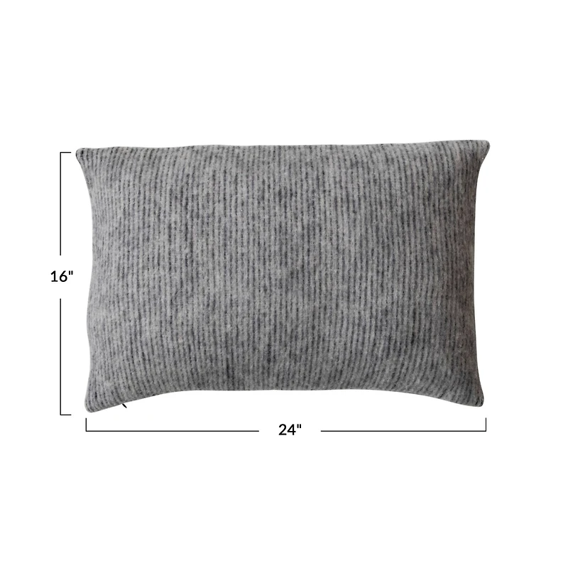Hello Honey® 24" Gray Brushed New Zealand Wool Striped Lumbar Pillow