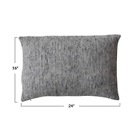 Hello Honey® 24" Gray Brushed New Zealand Wool Striped Lumbar Pillow