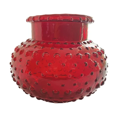 Hello Honey® 5" Red Round Glass Hobnail Vase