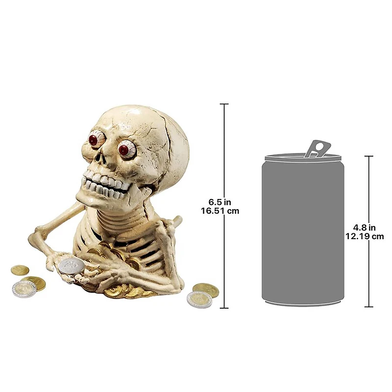 Design Toscano Bugged-Out Hungry Skeleton Cast Iron Mechanical Coin Bank