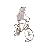 19.5" Frog on Bicycle Metal Garden Sculpture with Gold Accents