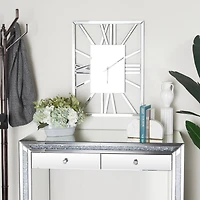 Silver MDF Glam Wall Clock, 32" x 2" x 24"