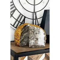 CosmoLiving by Cosmopolitan 7" Gray Glam Stone Bookends, 2ct.
