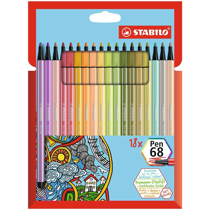 STABILO® Pen 68 18-Pen Wallet Set