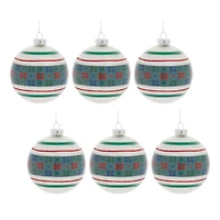 4" Stripe Patterened Glass Ball Ornaments, 6ct.