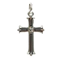 Charmalong™ Antique Silver Plated Crystal Cross Charm by Bead Landing™