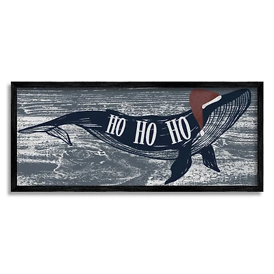 Stupell Industries Ho Ho Ho Christmas Santa Whale Framed Giclee Art