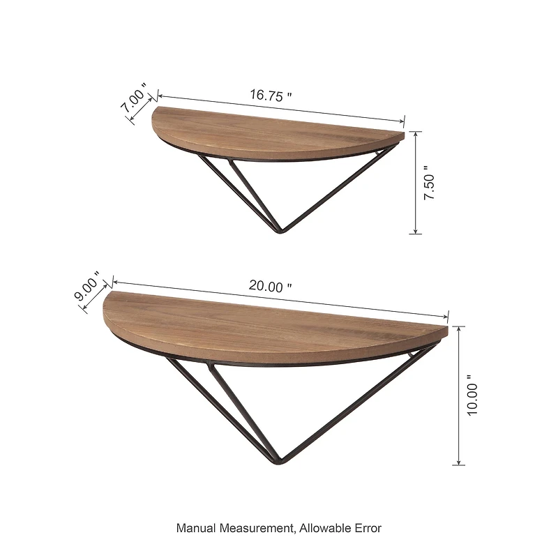 Glitzhome® Farmhouse Metal & Wooden Triangle Floating Shelf Set