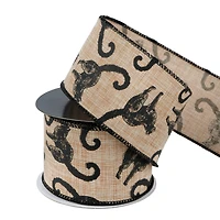 2.5" x 20ft. Black Cats Wired Faux Burlap Ribbon by Celebrate It® Halloween