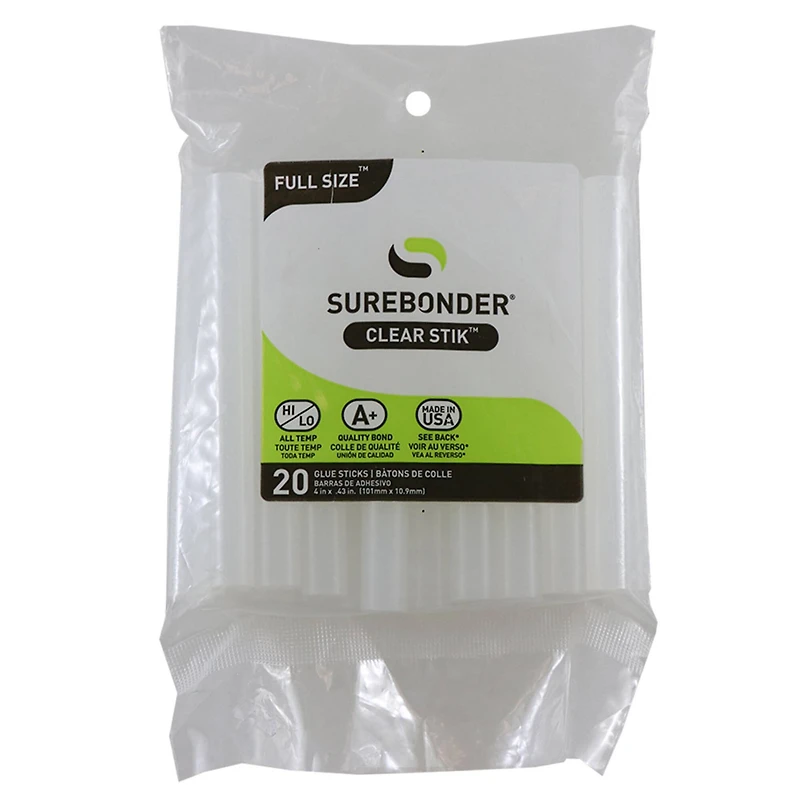 Surebonder® Full Size 4" Dual Temp Clear Hot Glue Sticks, 6 Packs of 20