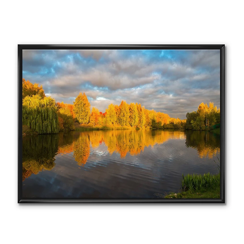 Designart - Autumn Sunset Reflection On Lake In The Park